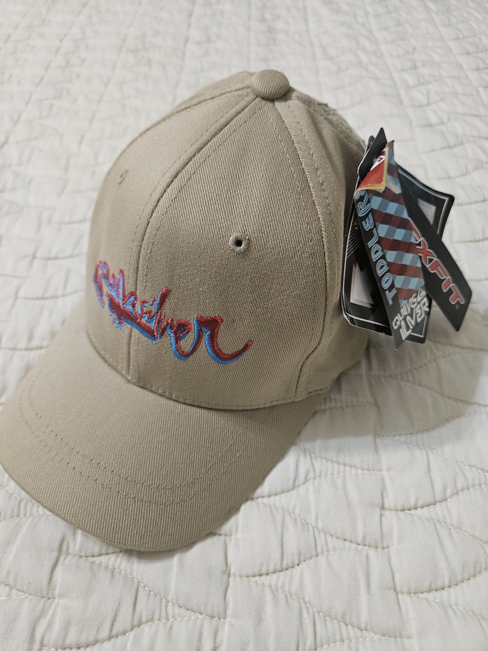 Toddler Quicksilver Beige Baseball Cap with Multicolor Embroidered Script